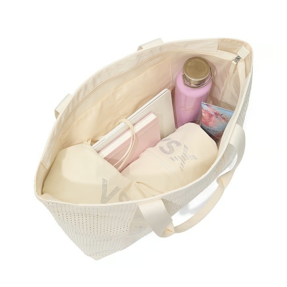 Blanket and Tote Set Victoria's Secret Pink White Christmas Snowflake Purse Bag - Picture 3 of 5